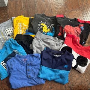 Assortment of boys 4/4T shirts and shorts.